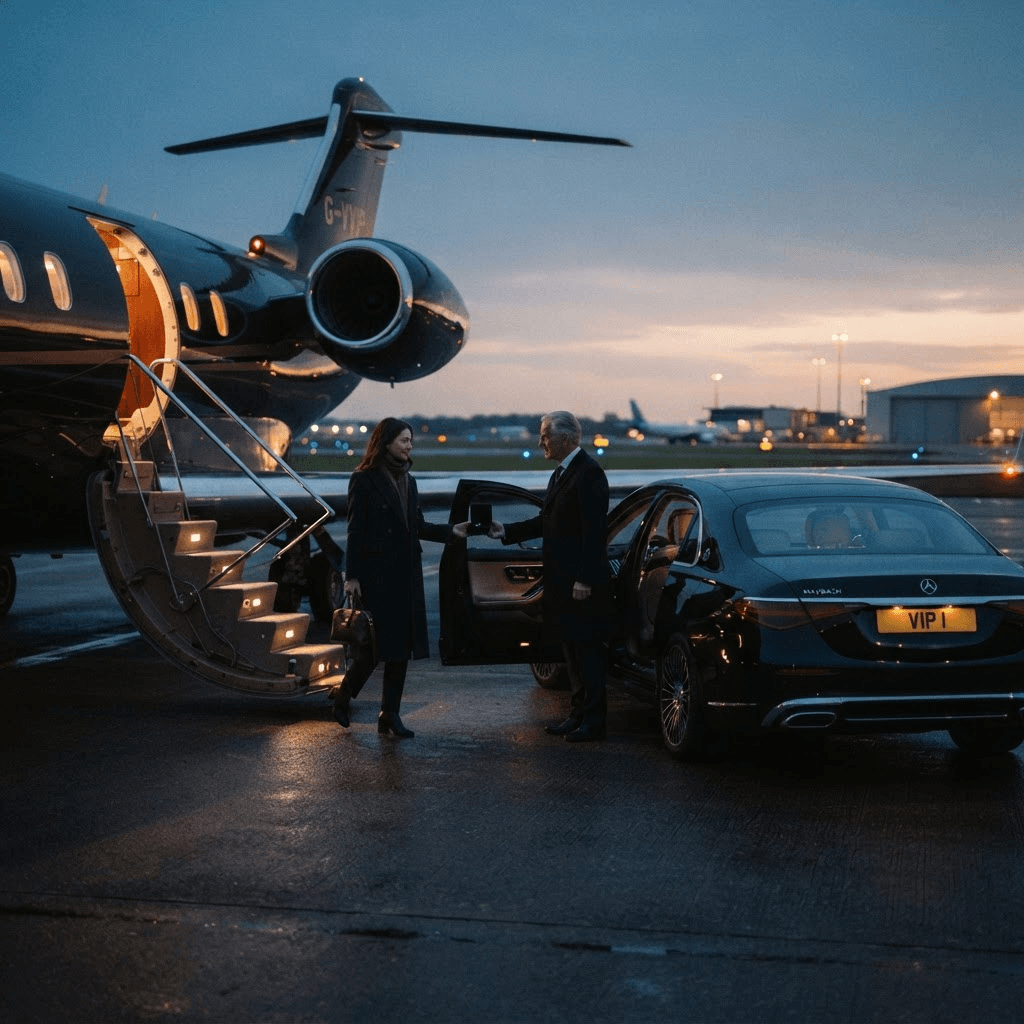 Übergabe eines Fahrzeugs am Private Aviation Terminal