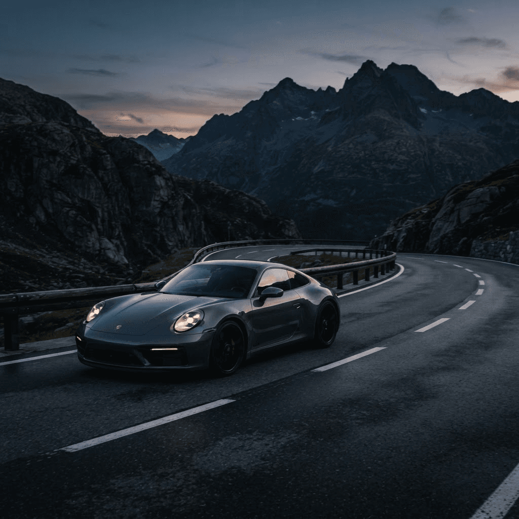 Porsche 911 Carrera 4 GTS auf einer Schweizer Passstrasse